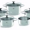 Bộ nồi Fissler 9 món cao cấp 5 nồi thiết kế thép không gỉ